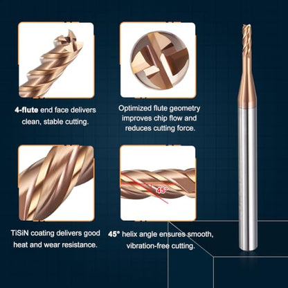 Carbide End Mill 2mm Dia 10mm Cut L 50mm L 4mm Shank 4 Flute - size: 2mm Dia - 10mm CL - 50mm L - 4mm Shank