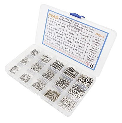 #2-56#4-40#6-32 UNC 304 SS Button-Head Socket Cap Screws & Nuts Kit - size: #2-56 #4-40 #6-32 UNC