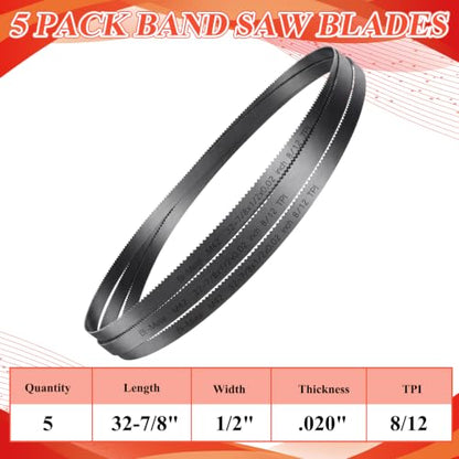 5 Pack Bi-Metal Portable Band Saw Blades, 32-7/8'', 8/12 TPI - size: 32-7/8'', style: 8/12 TPI