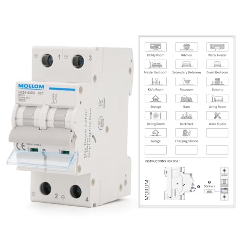 MOLLOM DC 2P 250V 20Amps C20 Miniature Circuit Breaker - style: 20A