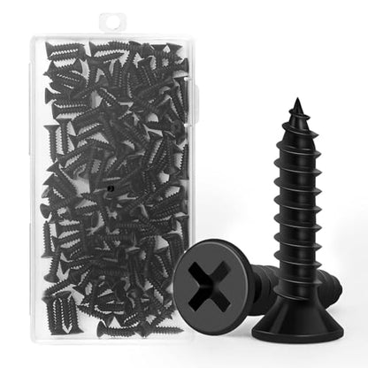 Wood Screws 3/4 Inch, 120PCS, FIXLINK #8 x 3/4" Flat Head Black Screws - size: #8 x 3/4"