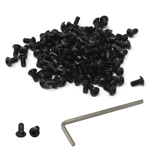 iexcell 100 Pcs M3 x 6mm Thread Pitch 0.5 mm Alloy Steel 12.9 Grade Hex Socket Button Head Cap Screws Bolts Kit, Black Oxide Finish - size: M3 x 6mm