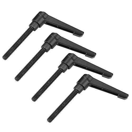 Hilitand 4pcs Clamping Lever Handle, M6 Stainless Steel Male Thread Adjustable Handle Machine Knobs Black (25mm)