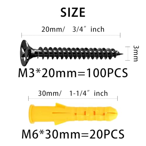 #4 x 3/4" Flat Head Self-Tapping Wood Screws, M3x20mm(100Pcs) - color: 100 PCS, size: #4x3/4''-100 PCS