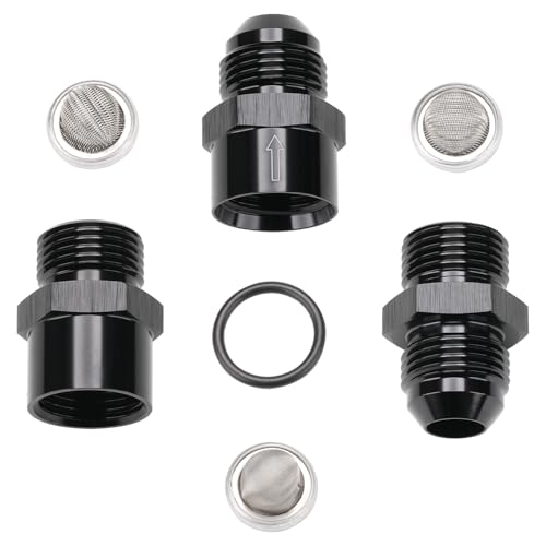 8AN Inline Fuel & Oil Feed Filter Set with 30 80 150 Micron Elements Aluminum Black - size: 8AN