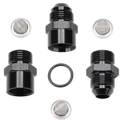 8AN Inline Fuel & Oil Feed Filter Set with 30 80 150 Micron Elements Aluminum Black - size: 8AN