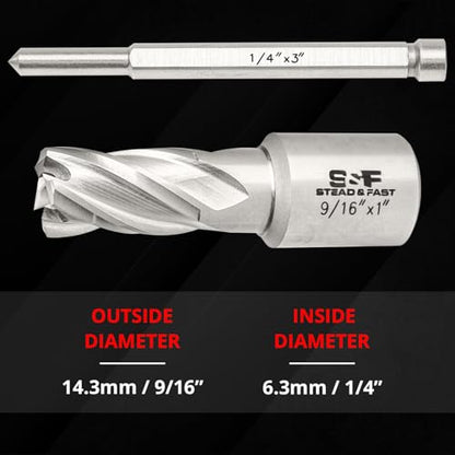 S&F STEAD & FAST Annular Cutter Set 2 Pcs, 9/16" x 1" DOC, Mag Drill Bits - style: 2P-9_16x1