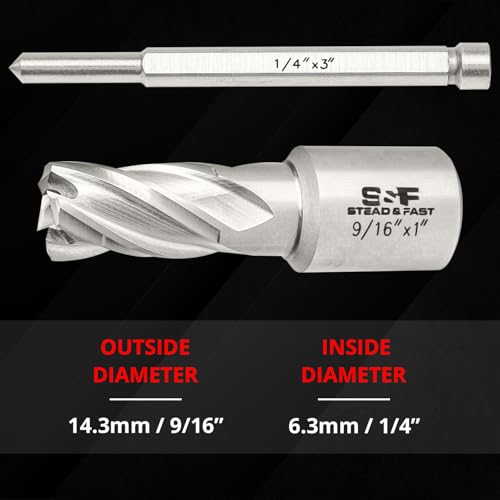 S&F STEAD & FAST Annular Cutter Set 4 Pcs, 9/16" x 1" DOC, Mag Drill Bits - style: 4P-9_16x1