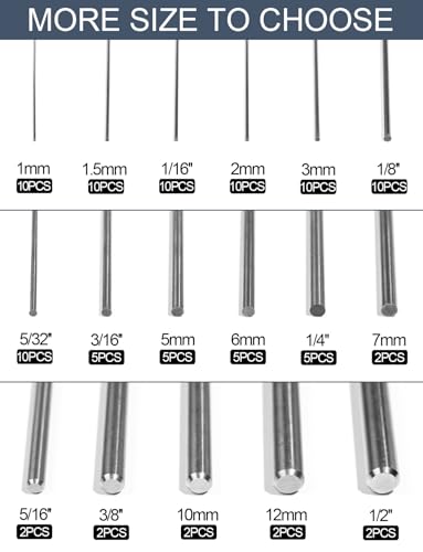 2 PCS 8mm(5/16") Dia 12" Length 304 Stainless Steel Rods SS Metal Rods - size: 8mm（5/16inch）