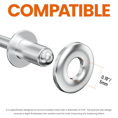 350-Piece 304 Stainless Steel POP Rivet Washers for 3/16"