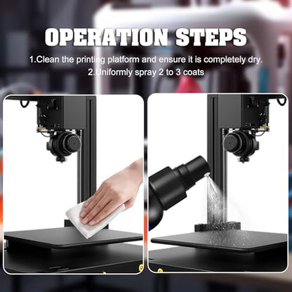 3D Printer Adhesive - 3D Print Glue Spray (Improved Version), Prevents Warping on Heated Print Bed, Easy Removal for ABS PLA PETG TPU Filaments on Various Build Plates, No Residue - 3.5oz*2