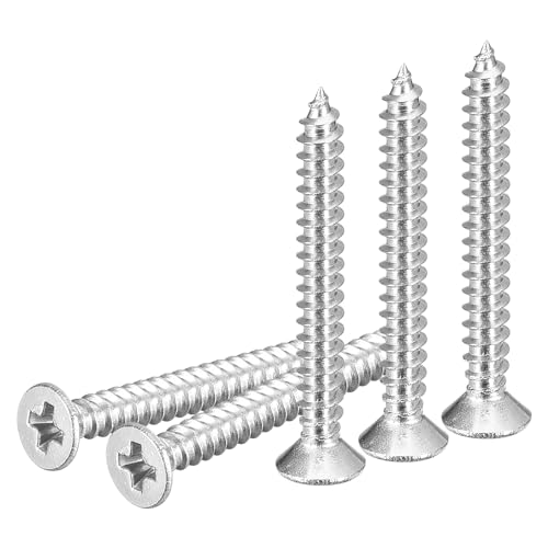 DTGN 100Pcs #4x1 Flat Head Wood Screws, 304 Stainless Steel Phillips Self Tapping Screws - Good for Woodworking, Furniture - Silver - color: Silver, size: #4x1"