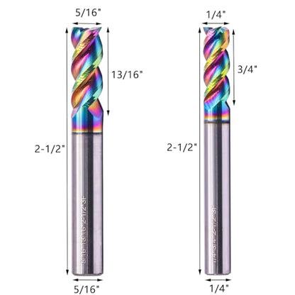6Pcs 3 Flute 1/8"-1/2" Solid Carbide End Mill Set for Aluminum, DLC Coated