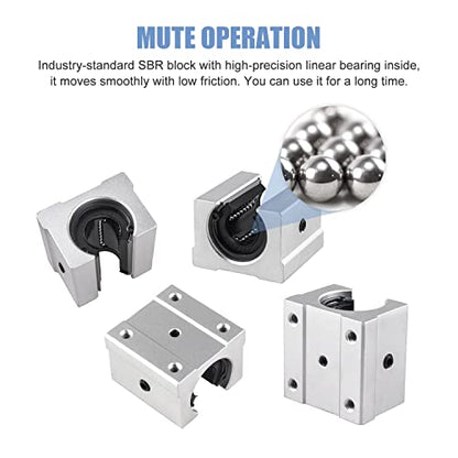 SBR20 Linear Rail 4000mm, 4PCS SBR20-2000mm Linear Rail Shaft Rod + 12PCS SBR20UU Bearing Block and 4 Dowels for DIY CNC Routers Lathes Mills (Spliced) - size: 4000mm, style: SBR20 Linear Rail