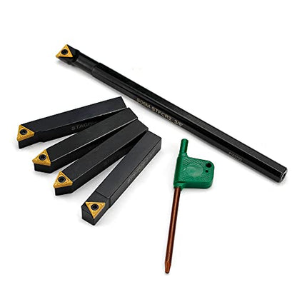 OSCARBIDE 3/8" Shank Lathe Turning Tool Set TCMT21.51 Inserts,5-Piece