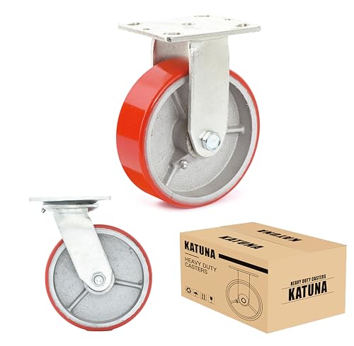 3"x2" Industrial Casters- Heavy Duty Casters,Polyurethane on Aluminum Casters Set of 4 - Loading Capacity up to 2800LB.Use for workbenches, Machines,Equipment (3inch Swivel and Rigid)