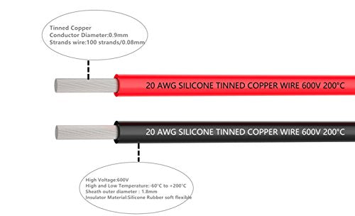 TUOFENG 20 AWG Silicone Wire Kit - 20ft - size: 20 awg 2 colors each 10ft
