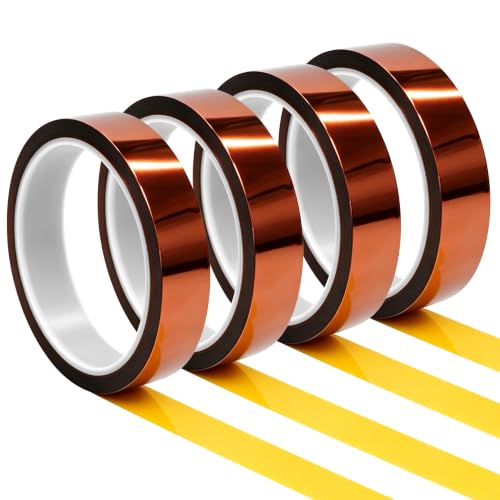High-Temp Polyimide Tape 3/8" x33Yd, 4Pack, Heat Resistant Tape