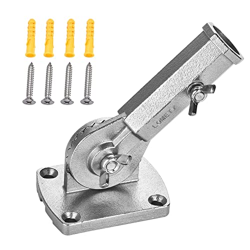 Stainless Steel Flag Pole Holder Heavy Duty Multi-Position Flag Pole Bracket Multi-Angle Adjustment wall mounting Bracket for 1 inch Flag Pole(Silver) - color: silver flag pole holder