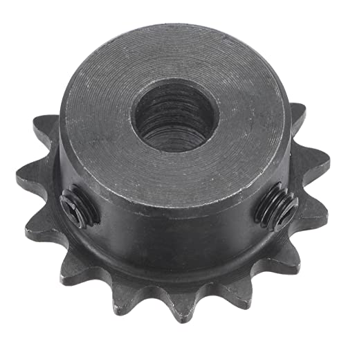 uxcell 15 Tooth Roller Sprocket B Type, #25 Chain, Single Strand 1/4" Pitch, 8mm Bore Black Oxide C45 Carbon Steel with Set Screws for ISO 04C - size: 8mm