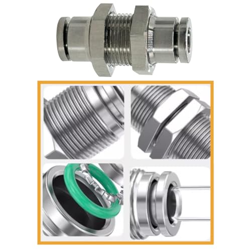 2Pcs Bulkhead Union 1/4" x 1/4" Tube OD Push to Connect Tube Fitting - size: 1/4" OD