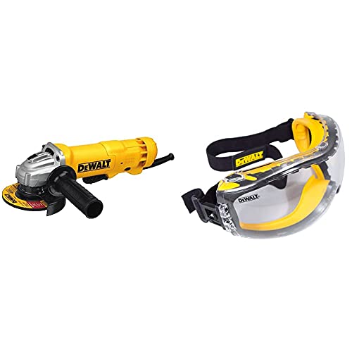 DEWALT Angle Grinder Tool, Paddle Switch, 4-1/2-Inch, 11-Amp with w/Safety Goggle (DWE402 & DPG82-11C)