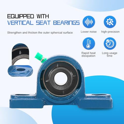UCP202-10 Pillow Block Bearing,5/8" Bore Mounted Pillow Bearing Cast Iron Base -Self Aligning Chrome Bearing,2 Pcs - style: UCP202-10