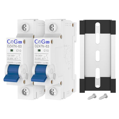 AC Miniature Circuit Breaker 10 Amp 1 Pole 120/240V Solar AC Disconnect Switch Thermal Magnetic Trip Din Rail Mount - style: 10A