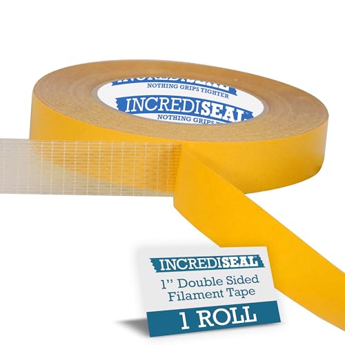 IncrediSeal 1" Double Sided Bi-Directional Fiberglass Reinforced Filament Banner Hemming Mounting Tape, 36 Yards, 9.0 Mil, Heavy Duty Industrial, Permanent Bond, Hobby, Craft, Signs, Displays - size: 1 inch x 108 feet