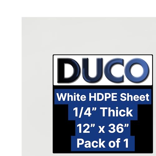 Duco USA-Made HDPE Sheet 1/8 Inch Thick 12" x 36" - 1 Pack of White HDPE Plastic Cutting Board Plastic Sheet for Kitchen, Signs, Crafts, Shelf Board, and Dishwasher Friendly - size: 12" x 36"