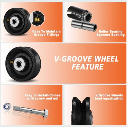 4" X 1.5" Cast Iron V Groove Wheel with Roller Bearing, 1200 lbs Capacity,Industrial Metal Casters for Roll Tracks, Rolling, Sliding Gates(2 Pack Black) - style: 4" X 1.5" Wheel