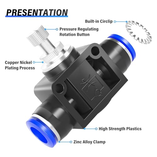 TAILONZ 6mm OD SCF-6 Air Flow Control Valve Push-to-Connect Fitting 5PCS - size: 6mm/Blue/5PCS