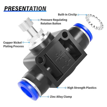 TAILONZ 8mm OD SCF-8 Air Flow Control Valve Push-to-Connect Fitting 5PCS - size: 8mm/Blue/5PCS