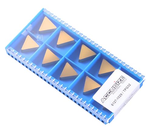 Accusize Industrial Tools TPG32(TPGN1603) Tin Coated Carbide Inserts, T Shaped, 10 Pcs/Box, 2127-1029x10 - size: TPG32(TPGN1603 with Sharp Edge)