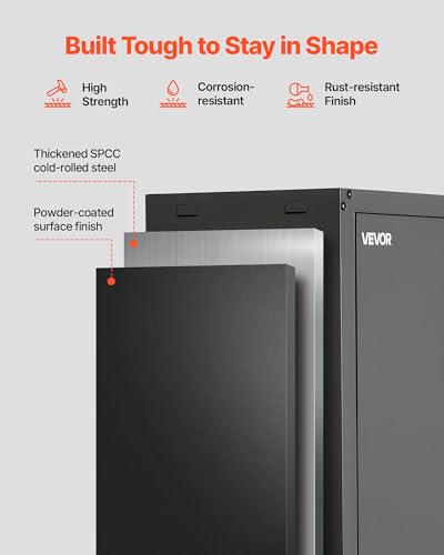 VEVOR Metal Wall Cabinet, 30W x 12.2D x 30H Inch, Steel Floating Hanging Storage Cabinet with Locking Doors and Adjustable Shelf for Garage, Basement, Kitchen, Warehouse Assembly Required, Black - size: Foldable 30" Without Open Grid
