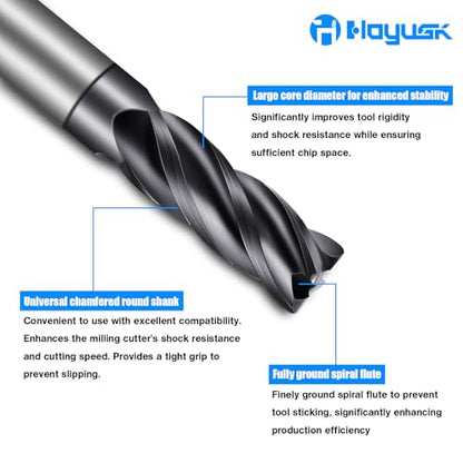 Micrograin Carbide Square End Mill - 4 Flute, 4T Design (1pcs, 1/4") for Alloy Steels, Hardened Steel, Metal, and Multipurpose Milling - Precision Tool Kit for DIY and Professional Use - size: 1/4 in