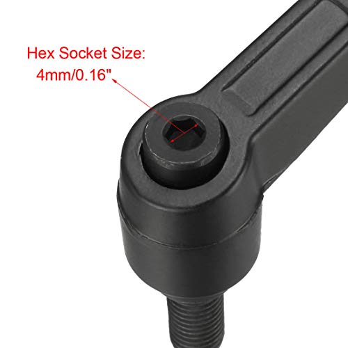 uxcell M8 x 20mm Handle Adjustable Clamping Lever Thread Push Button Ratchet Male Threaded Stud Knobs Locking Rotating Screw Handles Quick Release Bolt Black 3pcs - size: M8x20mm