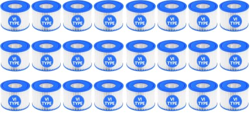 24 Pack Type VI Hot Tub Filter Cartridge Compatible with Lay-Z-Spa, Coleman SaluSpa 90352E 58323 90427E - size: 24 Pack