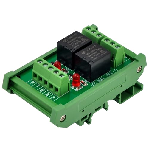 Electronics-Salon DIN Rail Mount 2 SPDT 10Amp Power Relay Interface Module, DC 5V Version.