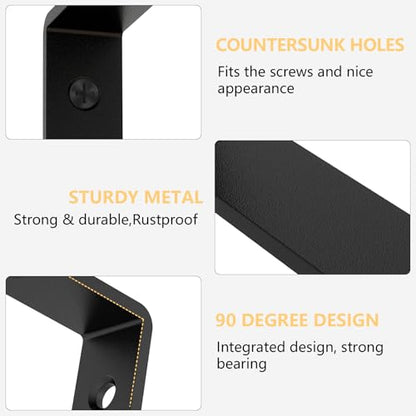 LSK 6PCS L Bracket, L 5"×H 2" Shelf Support Bracket, Max Load :42lb, Black - color: Black, size: 5x2 inch (light duty)