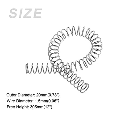 METALLIXITY Compression Springs (1.5x20mm OD,305mm L) Extension Spring - size: 1.5mm x 20mm x 305mm