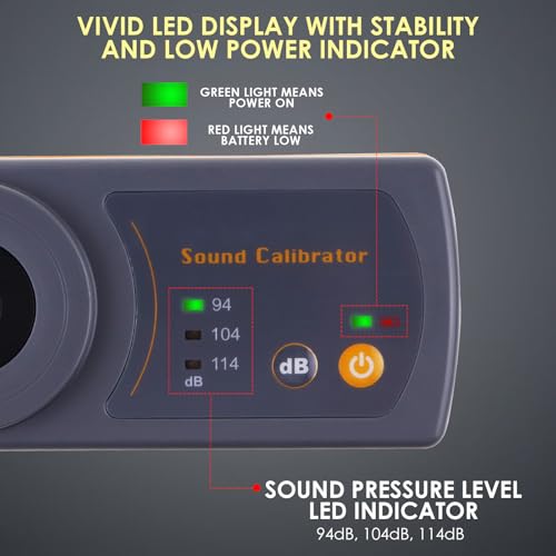 Professional Sound Level Calibrator Decibel Meter Calibration with Three Calibration Level at 94dB & 104dB & 114dB, SPL Meter Calibrator for dB Noise meter