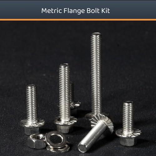 M6-1.0 x 12/16/20/30/45 Flange Hex Bolt Assortment Kit, 180pcs Stainless Steel Metric Flange Head Bolts and Nuts Set. - size: M6, style: Flange Head