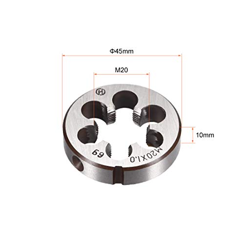 uxcell M20 x 1 Metric Round Die, Machine Thread Right Hand Threading Die, Alloy Steel Screw Thread Cutting Die
