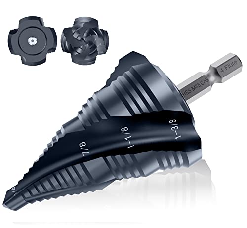 1/4"-1-3/8" Four Sprial Flute M35 Cobalt Step Drill Bit - size: 1/4"-1-3/8"(4 Flute)