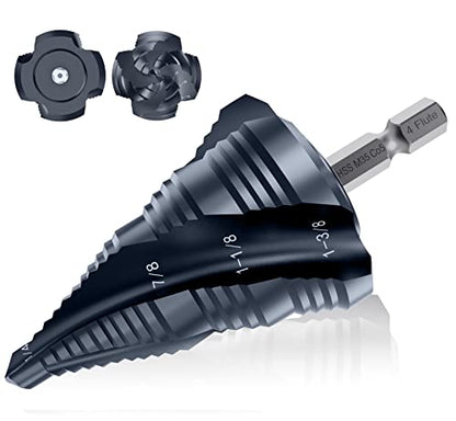 1/4"-1-3/8" Four Sprial Flute M35 Cobalt Step Drill Bit - size: 1/4"-1-3/8"(4 Flute)