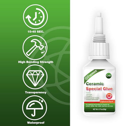 20g Ceramic Glue, Instant Ceramic Super Glue for Porcelain & Pottery - size: 20g Ceramic Glue