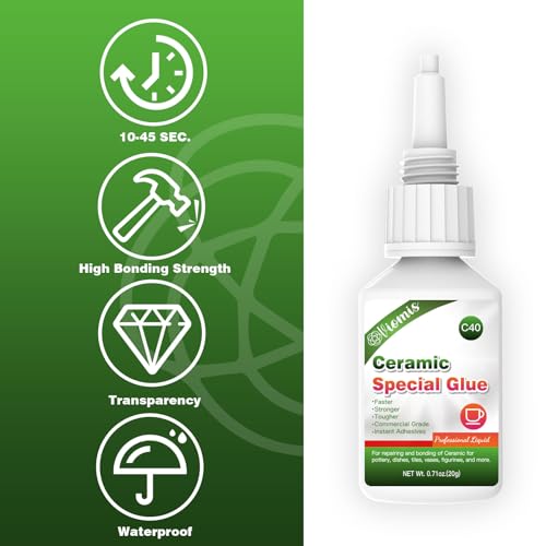20g Ceramic Glue, Instant Ceramic Super Glue for Porcelain & Pottery - size: 20g Ceramic Glue