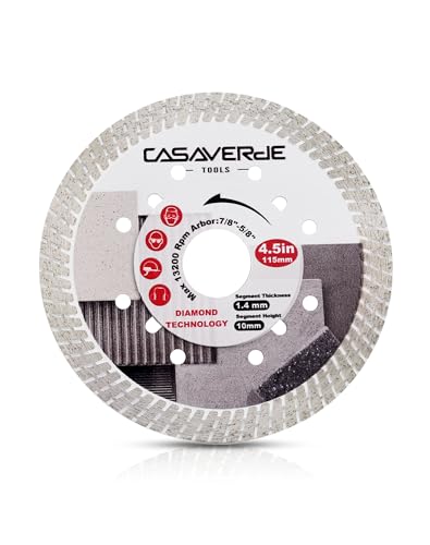 Casaverde Super Thin 4.5" Ceramic Cutting Diamond Blade - Porcelain Tile Blade Cut on Hard Tile,Ceramic,Marble,Granite,Porcelain - size: 4.5 inch