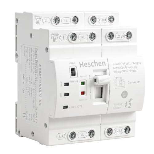Heschen 63A Dual Power Automatic Transfer Switch 4P 220V DIN Rail ATS - size: 220V 4P